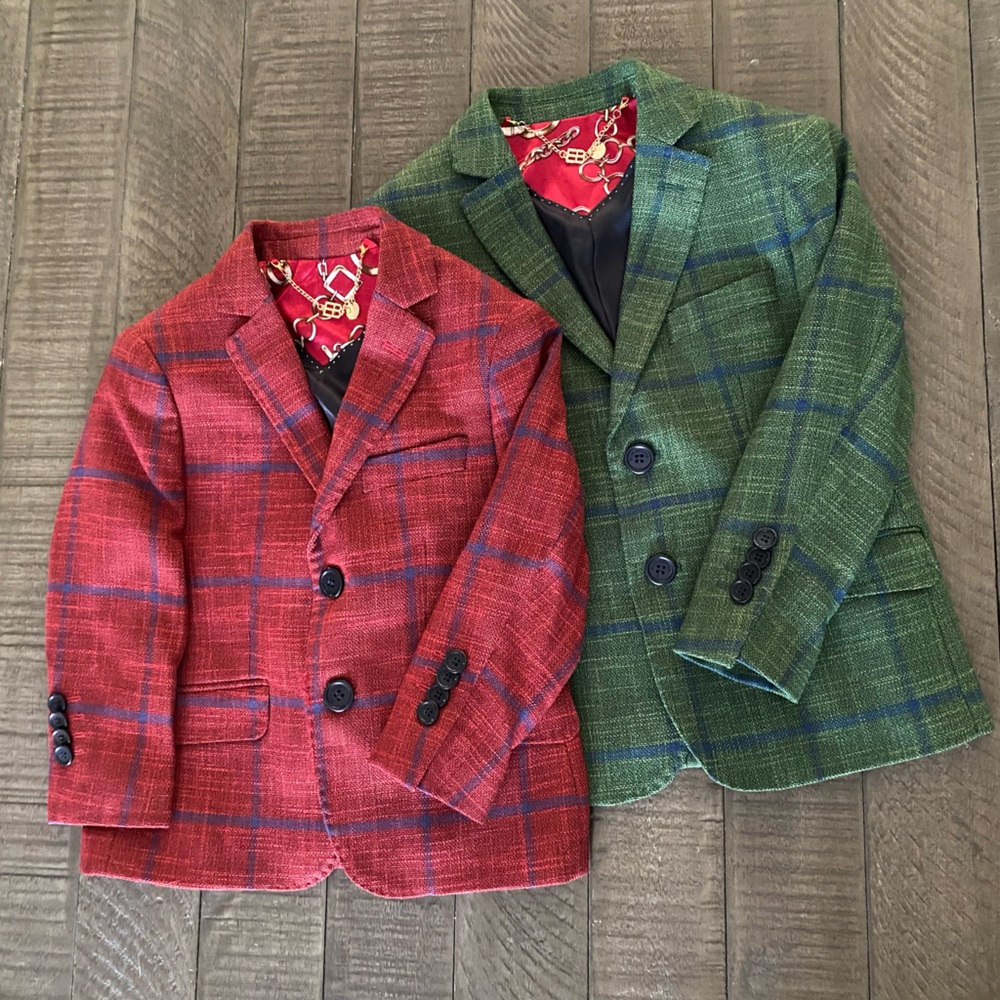Red and Green Plaid Christmas Blazers